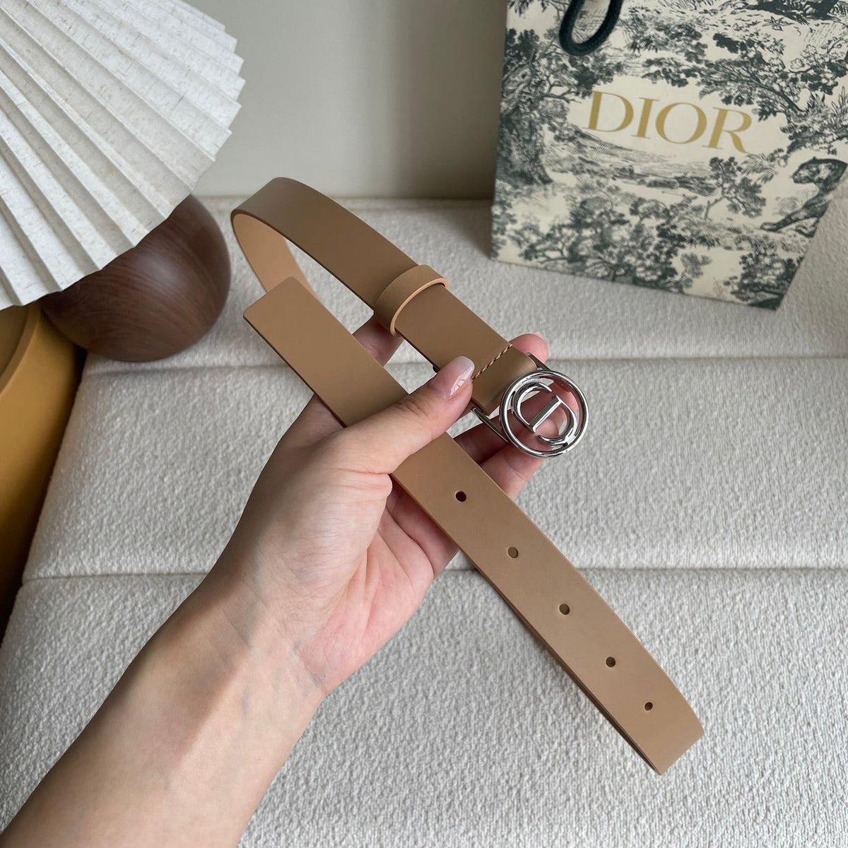 DIOR 25S BELT 25 MM IN LIGHT BROWN CALFSKIN 572163