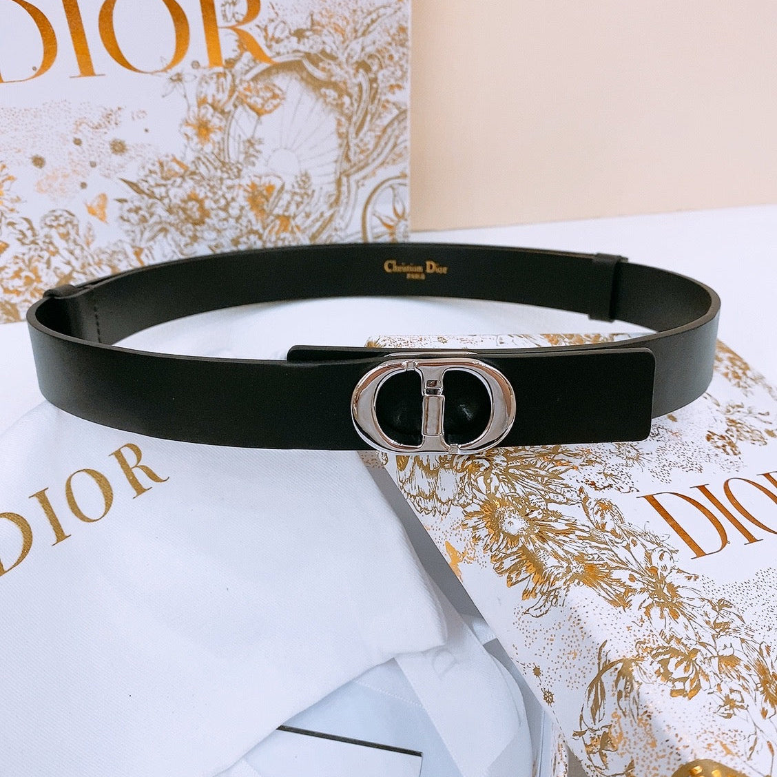 DIOR 25S BELT 25 MM IN BLACK CALFSKIN 561821